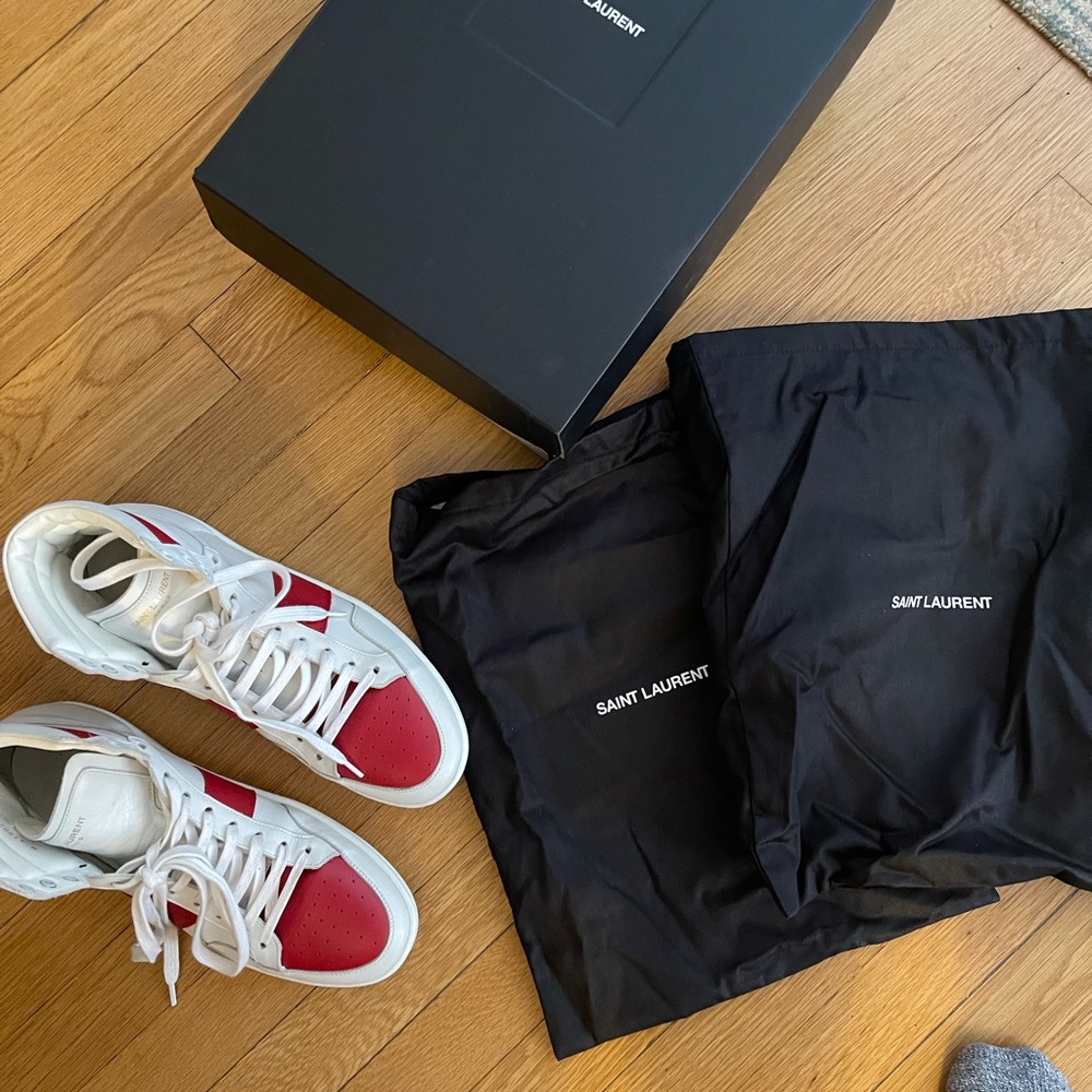 Saint Laurent Leather High Top Sneakers - Picture 7 of 8